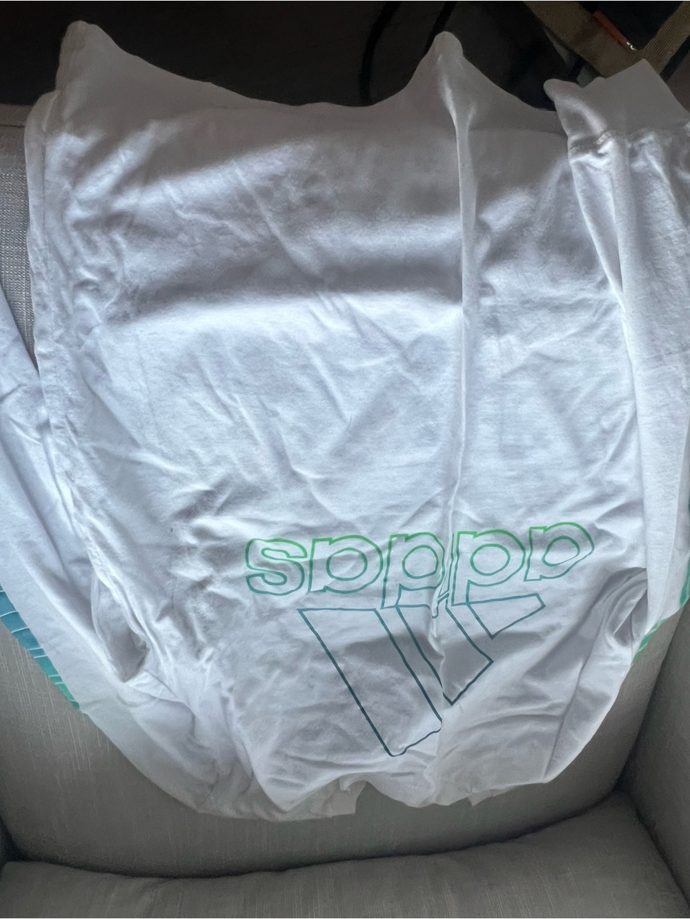 adidas White Long Sleeve Shirt with Teal Graphic